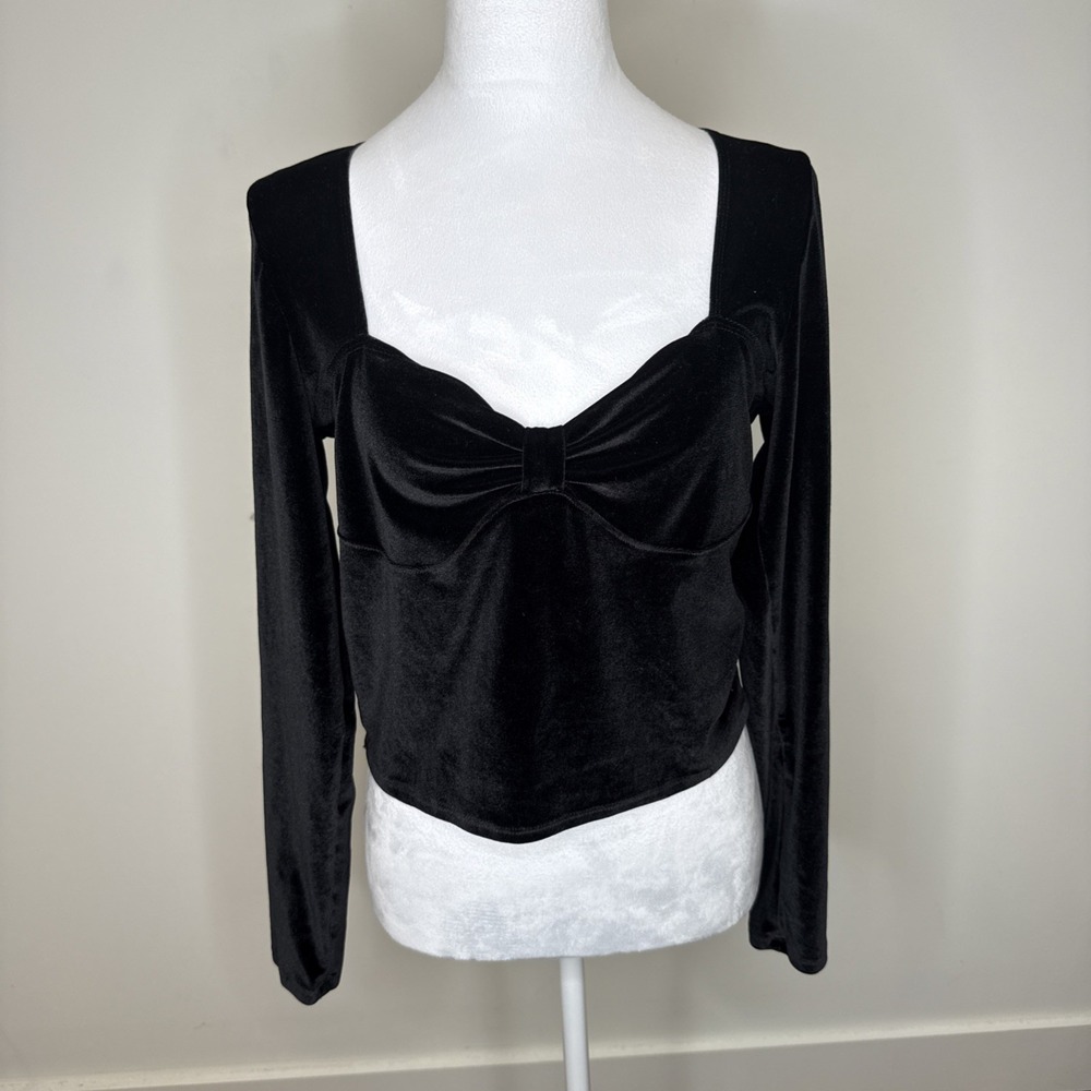 Hollister Velvet Cinched Babydoll Top Fairy Grunge Whimsigoth Witchy Romantic L